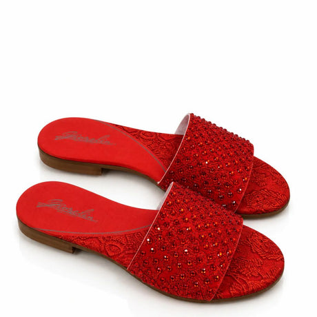 Sandalo Gioselin arancio con pizzo e strass