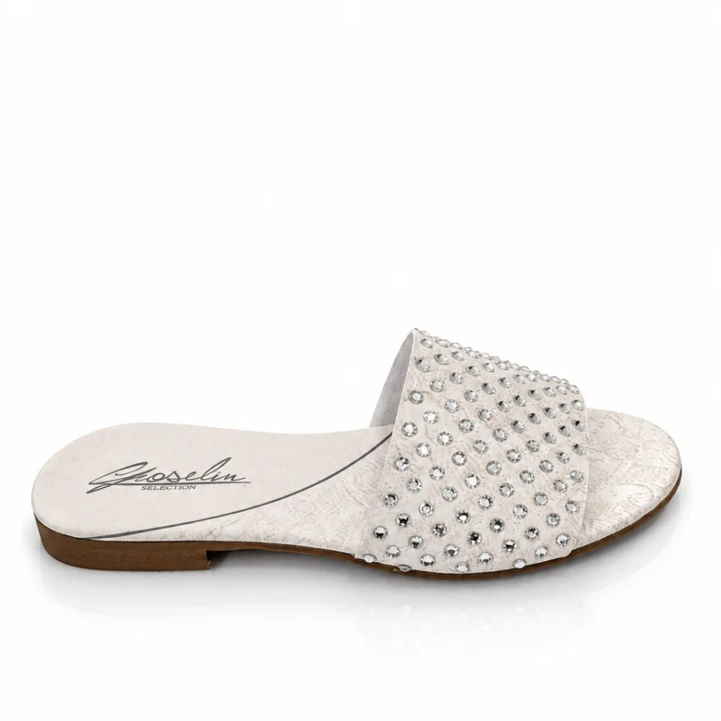 Sandalo Gioselin bianco con strass