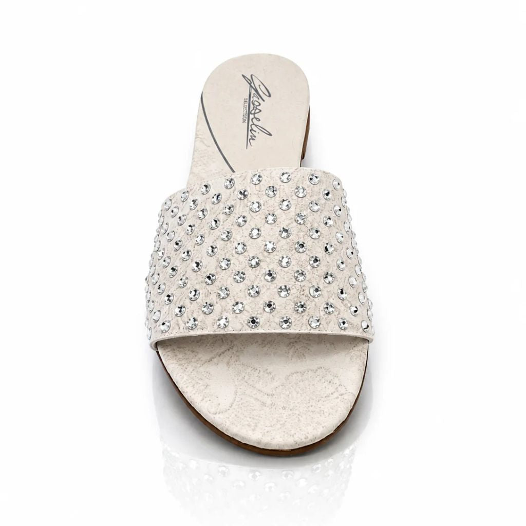 Sandalo Gioselin bianco con strass