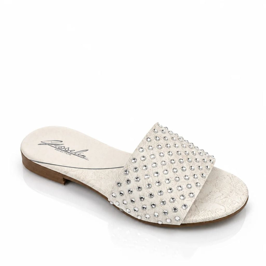 Sandalo Gioselin bianco con strass