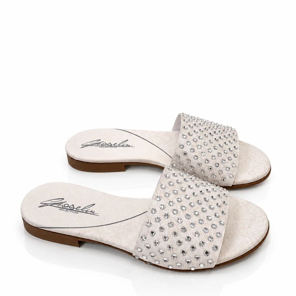 Sandalo Gioselin bianco con strass