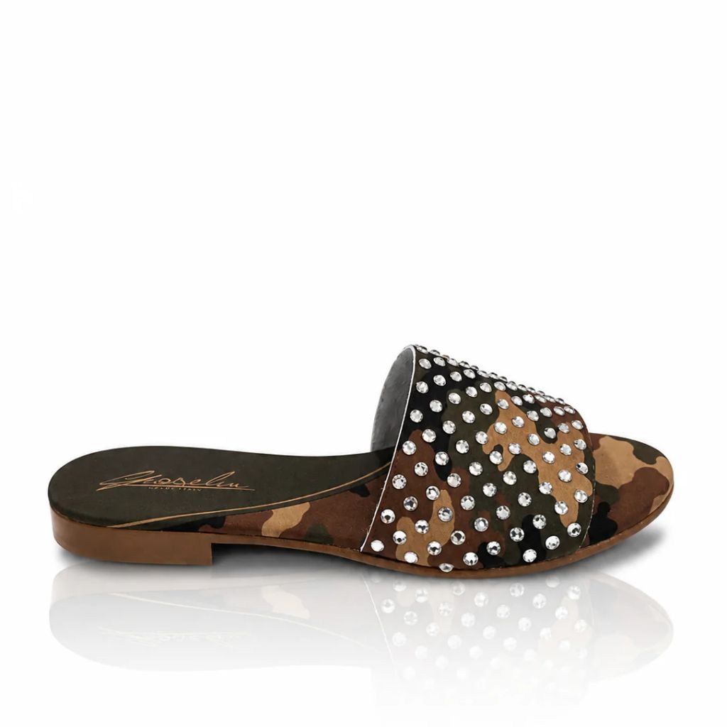 Sandalo Gioselin camouflage con strass