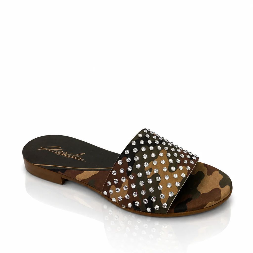 Sandalo Gioselin camouflage con strass