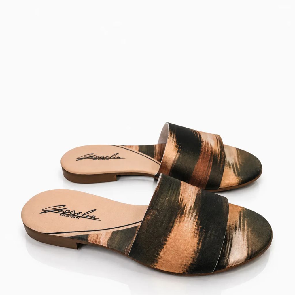 Sandalo Gioselin fantasia tie-dye nero e ramato