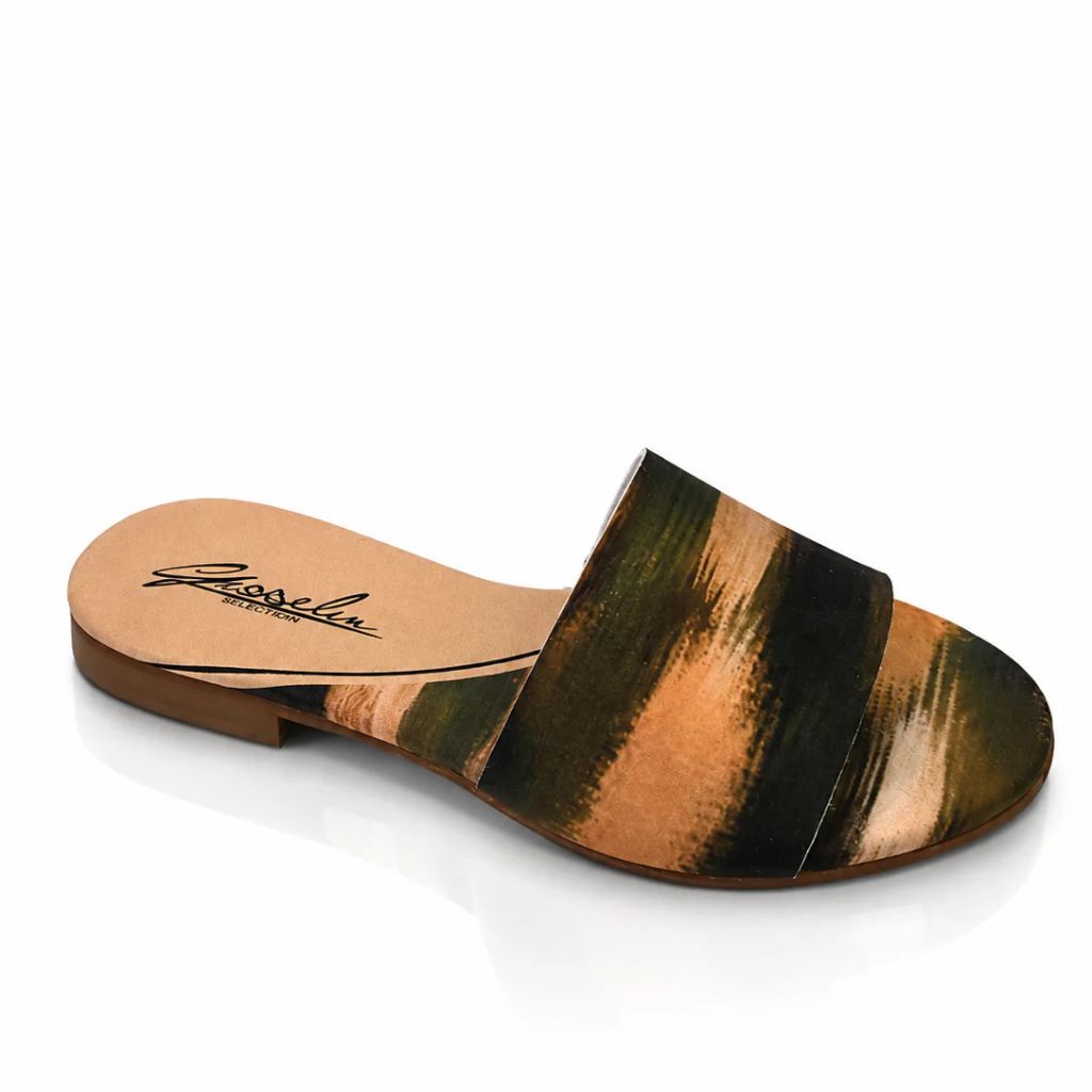 Sandalo Gioselin fantasia tie-dye nero e ramato