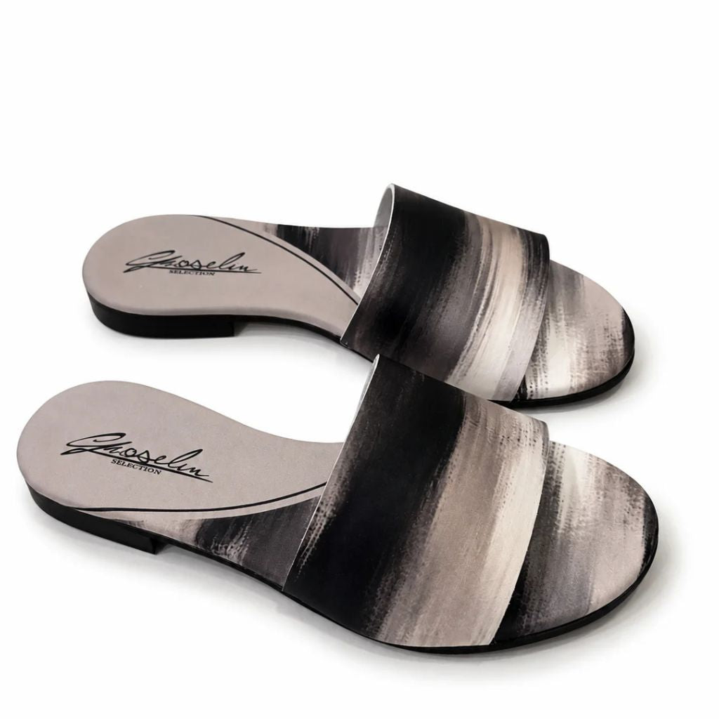 Sandalo Gioselin fantasia tie-dye bianco e nero