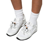 Sneakers Gioselin LOW bianche total white con lacci trekking decorativi e tomaia in mesh