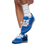 Sneakers Gioselin LOW blu elettrico con tomaia in scamosciato e mesh, lacci trekking con perline decorative