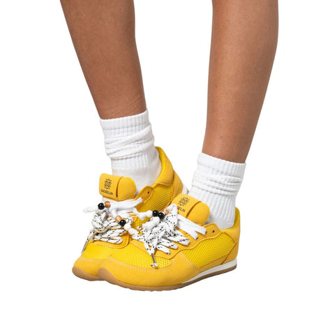 Sneakers Gioselin LOW gialle con lacci trekking decorativi, tomaia in mesh e suola gum