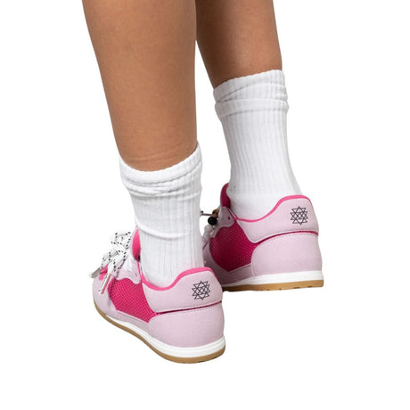 Sneakers Gioselin LOW rosa con lacci trekking decorativi e tomaia in mesh
