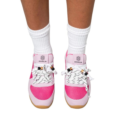 Sneakers Gioselin LOW rosa con lacci trekking decorativi e tomaia in mesh
