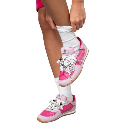 Sneakers Gioselin LOW rosa con lacci trekking decorativi e tomaia in mesh