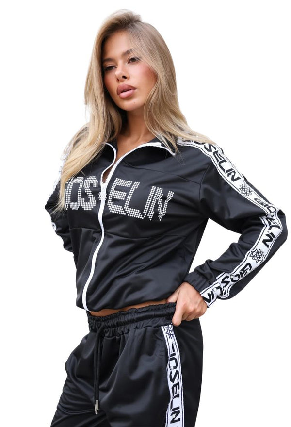 Tuta completa da donna Gioselin Pearl nera in tessuto acetato