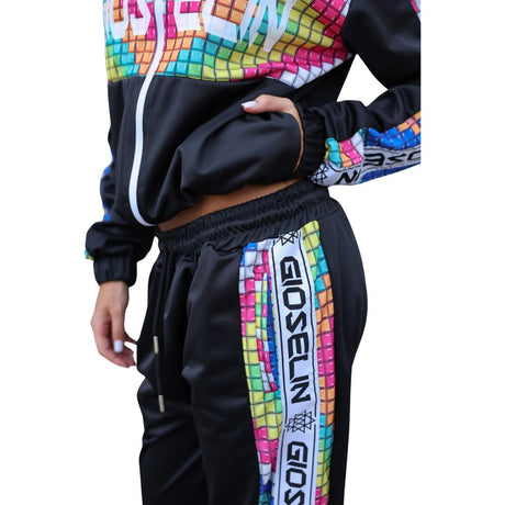 Tuta completa da donna Gioselin Pixel nera in tessuto acetato
