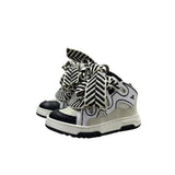 Sneaker alta Jammers London bianca e nera con maxi lacci a righe