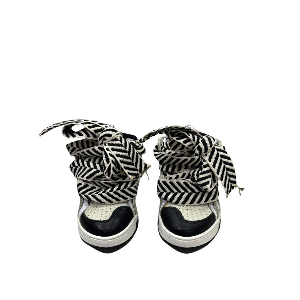 Sneaker alta Jammers London bianca e nera con maxi lacci a righe