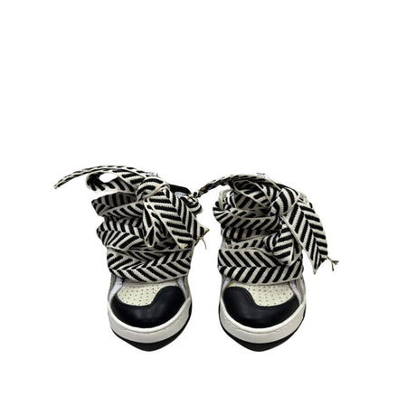 Sneaker alta Jammers London bianca e nera con maxi lacci a righe