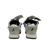 Sneaker alta Jammers London bianca e nera con maxi lacci a righe