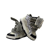Sneaker alta Jammers London bianca e nera con maxi lacci a righe