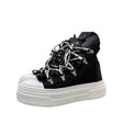 Sneaker alta Jammers London nera con maxi lacci intrecciati e punta bianca