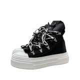 Sneaker alta Jammers London nera con maxi lacci intrecciati e punta bianca