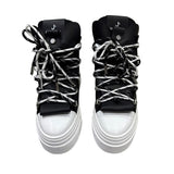 Sneaker alta Jammers London nera con maxi lacci intrecciati e punta bianca