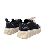 Sneaker Jammers London in canvas nero, punta bianca, suola platform 5 cm.