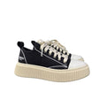 Sneaker Jammers London in canvas nero, punta bianca, suola platform 5 cm.