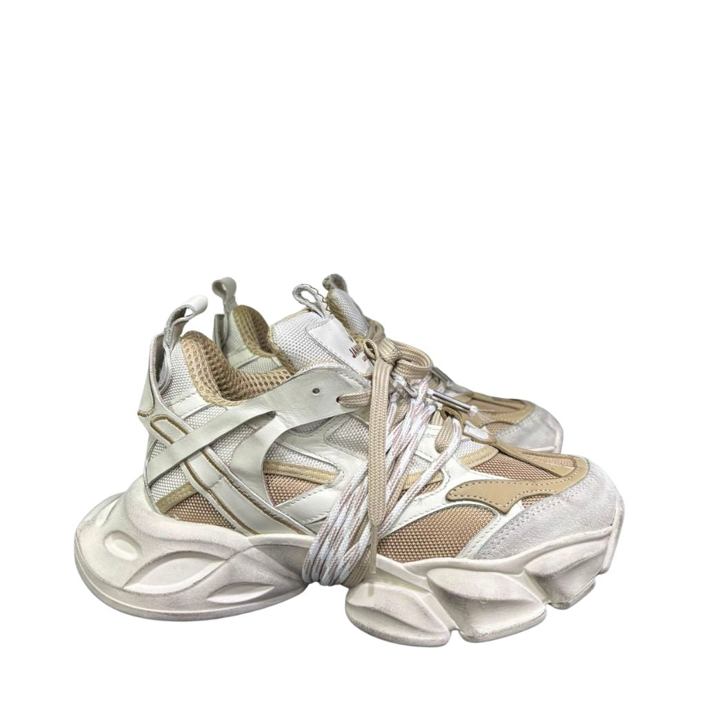 Sneaker Jammers London chunky in camoscio beige e panna