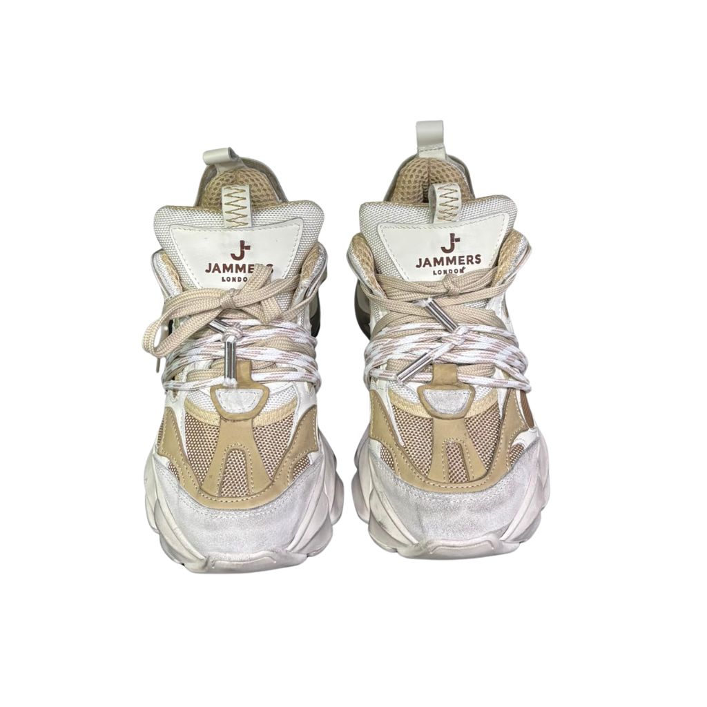 Sneaker Jammers London chunky in camoscio beige e panna