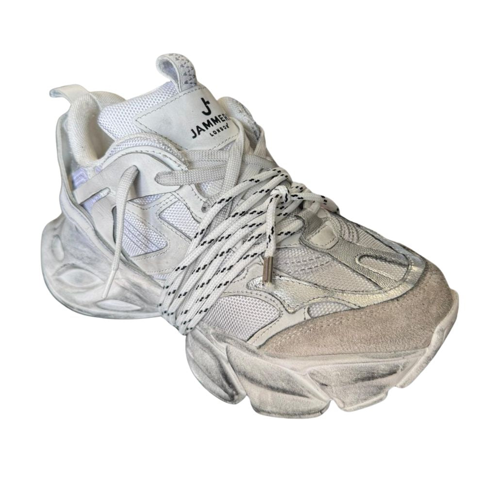 Sneaker Jammers chunky in camoscio ghiaccio e argento