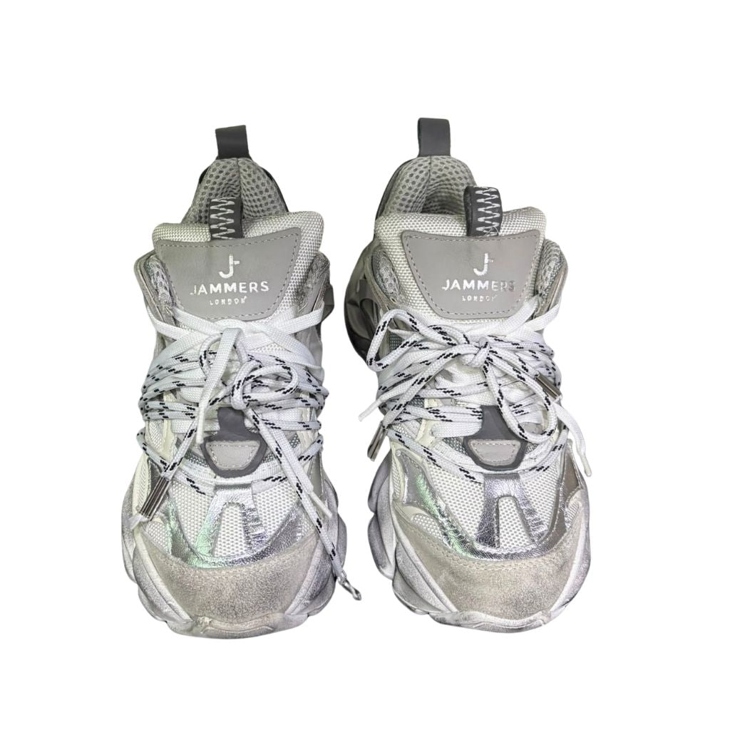 Sneaker Jammers London chunky in camoscio ghiaccio e argento