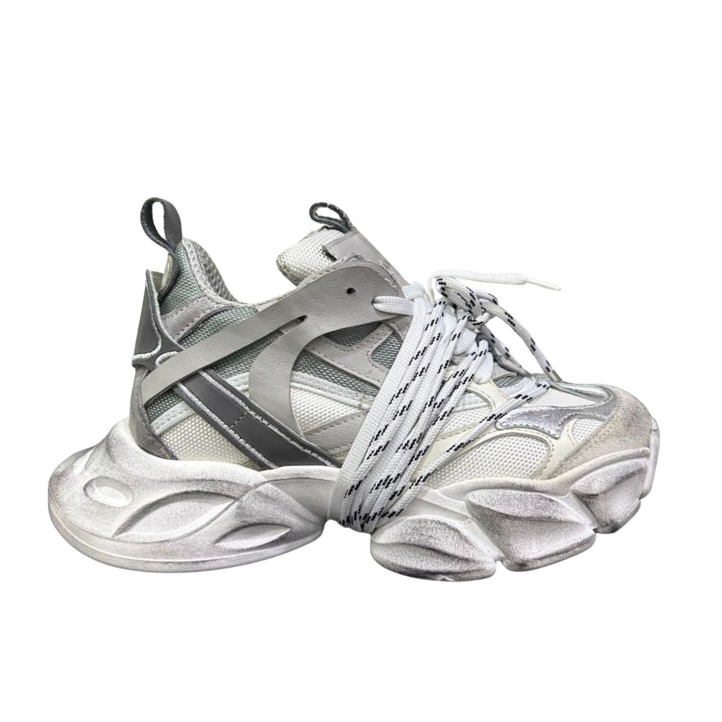 Sneaker Jammers London chunky in camoscio ghiaccio e argento