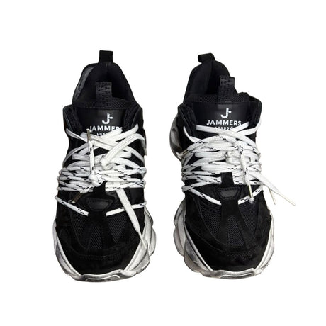 Sneaker Jammers London nera con suola chunky argento metallizzata