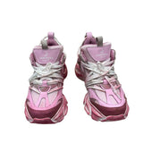 Sneakers Jammers London in vera pelle rosa con lacci bianchi intrecciati e suola alta