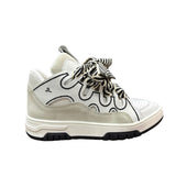 Sneaker Jammers London bianca nera con ricami onde e lacca righe