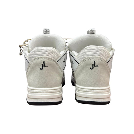 Sneaker Jammers London bianca nera con ricami onde e lacca righe