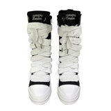 Sneaker boot alta donna nera con maxi lacci bianchi