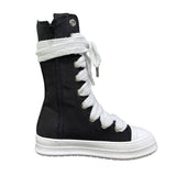 Sneaker boot alta donna nera con maxi lacci bianchi