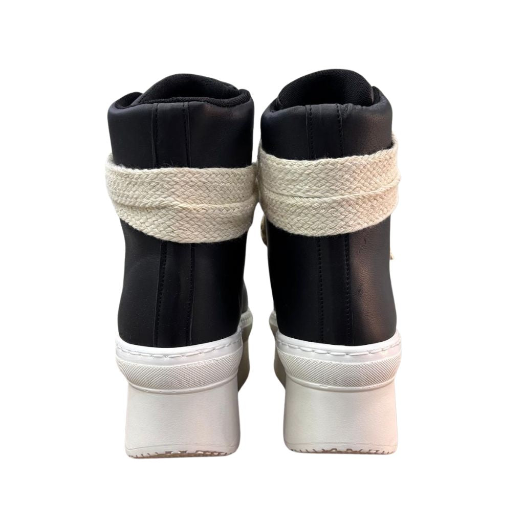Sneaker Jammers London nera con lacci corda panna zeppa 7cm
