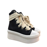 Sneaker Jammers London nera con lacci corda panna zeppa 7cm