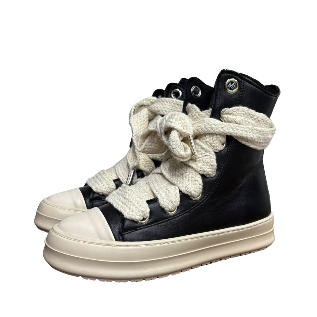 Sneaker alta Jammers London nera in pelle con maxi lacci 