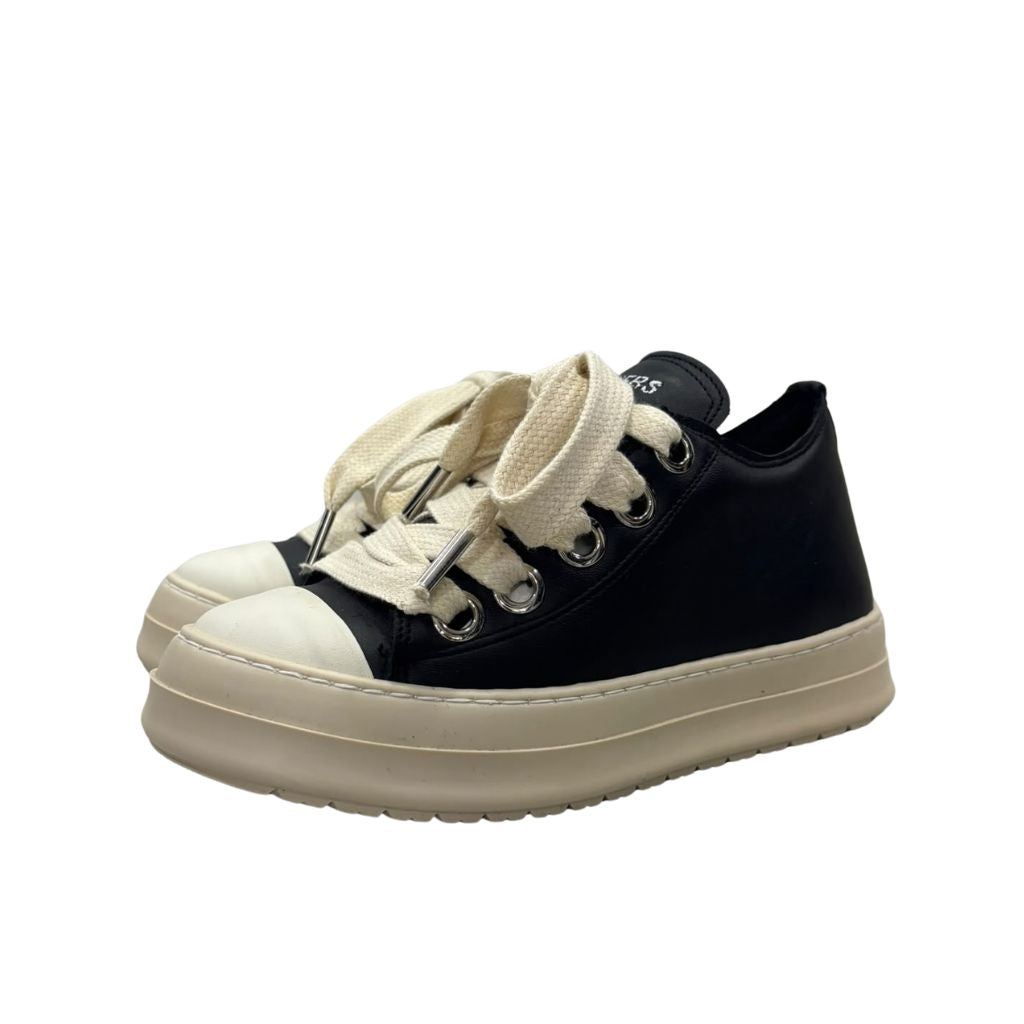 Sneaker Jammers London nera in vera pelle con maxi lacci beige