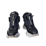 Sneaker Jammers London alta nera in licra e camoscio suola vintage