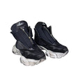 Sneaker Jammers London alta nera in licra e camoscio suola vintage