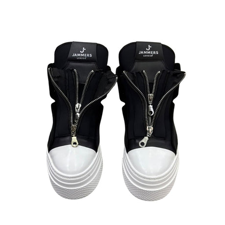 Sneaker alta Jammers London nera con doppia zip e punta bianca