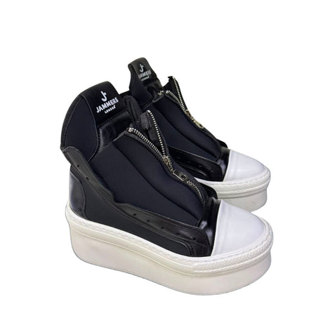 Sneaker Jammers London bicolore in licra con zeppa bianca 7cm