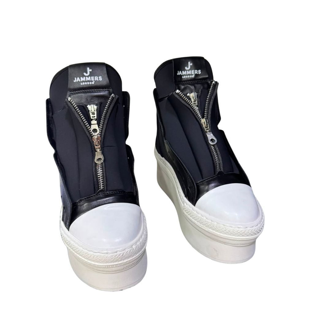 Sneaker Jammers London bicolore in licra con zeppa bianca 7cm