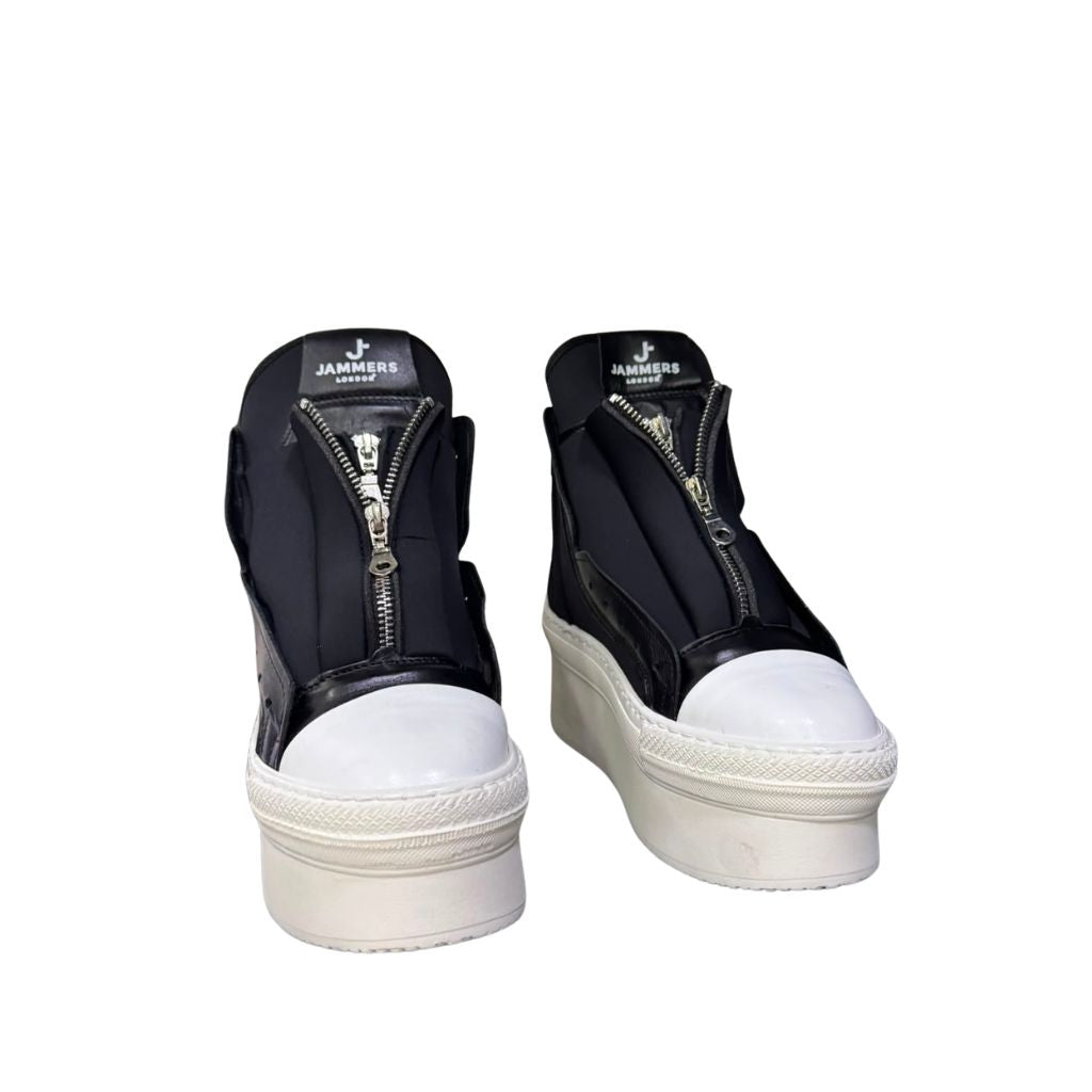 Sneaker Jammers London bicolore in licra con zeppa bianca 7cm