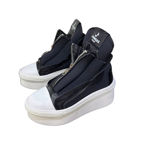 Sneaker Jammers London bicolore in licra con zeppa bianca 7cm